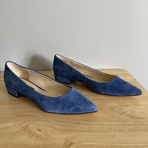 Nine West Fayth Women's Blue Suede Pointed Toe Slip-On Flats Size 7.5M